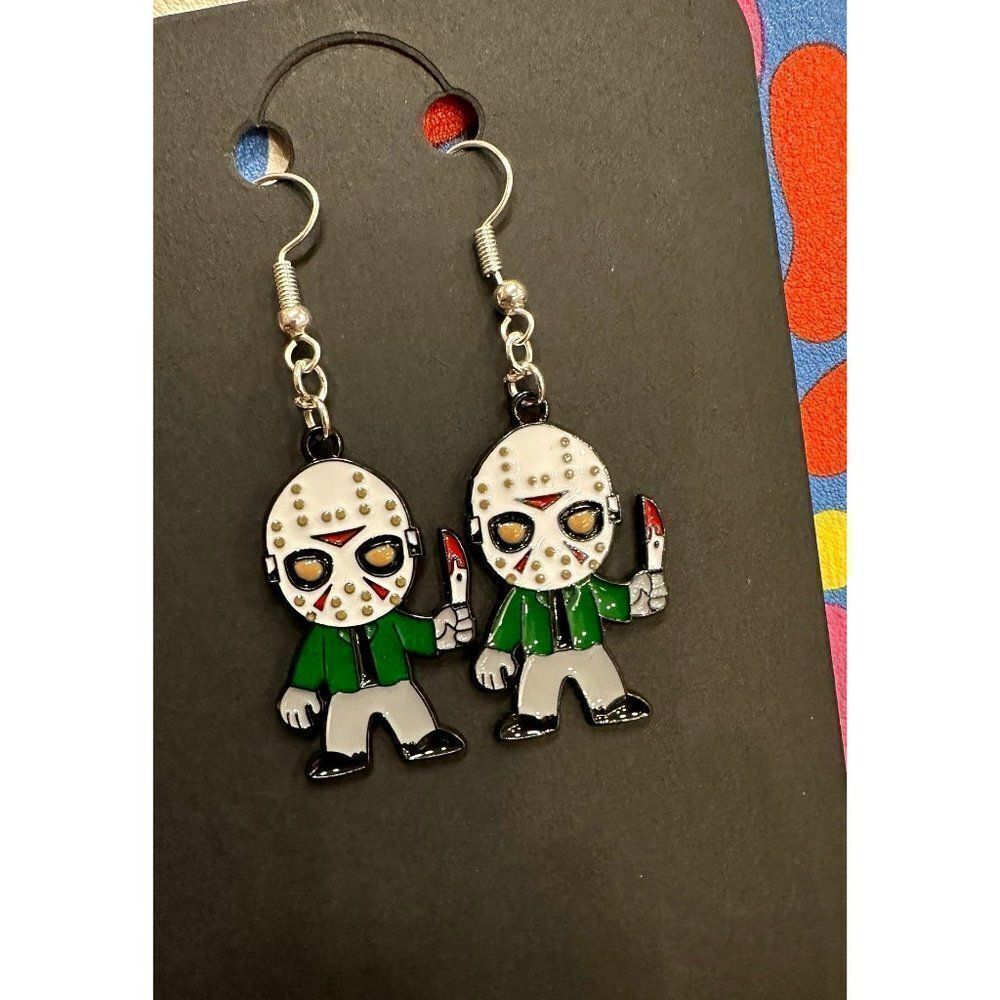 Jason Halloween Horror Movie Dangle Drop Earrings